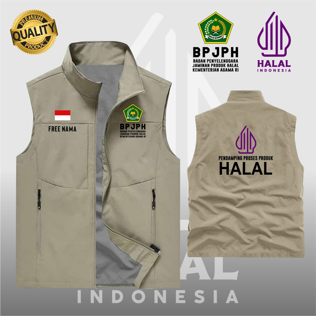 Rompi Tactical BPJPH Halal / Rompi Pendamping Proses Produk Halal / Rompi Pria Wanita