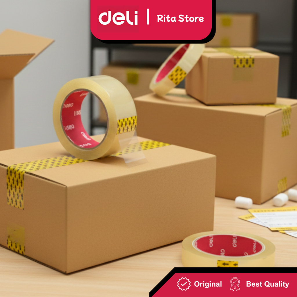 Deli Lakban Bening Tebal / Isolasi / Solatip Kecil Sedang Besar 12 / 24 /48 mm x 90 Yard - Satuan