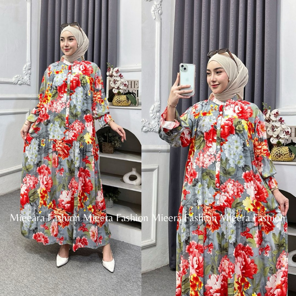 Gamis Wanita Kondangan Midi Dress Rayon Premium Gamis Lebaran