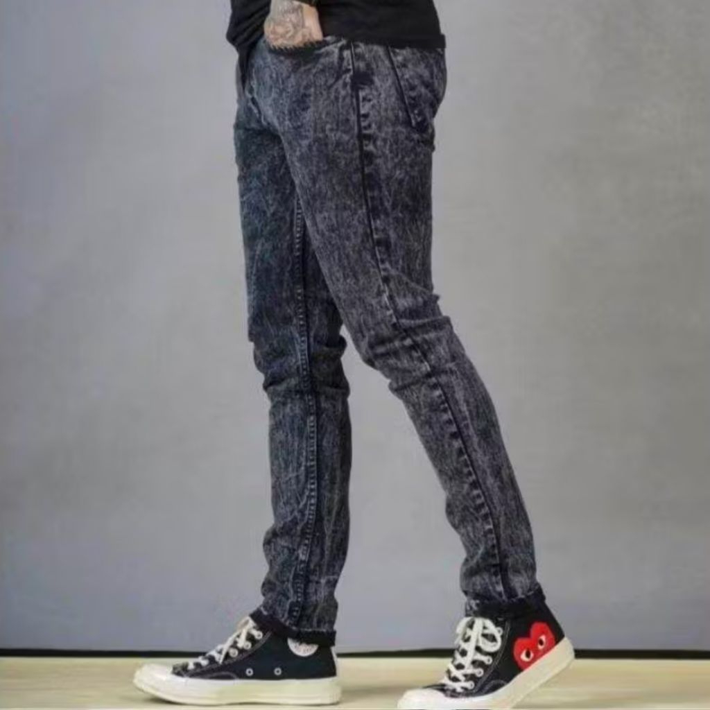 CELANA JEANS PRIA SKINNY SNOW ACID GRAY TERBARU CELANA JEANS PANJANG SKNNY