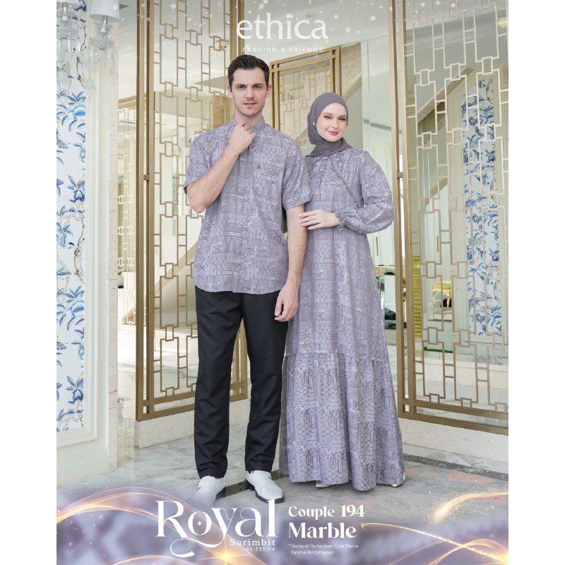 BAJU BUSANA MUSLIM COUPLE ETHICA ROYAL 195 MARBLE - BAJU BUSANA MUSLIM GAMIS DRESS BAHAN JACQUARD RA