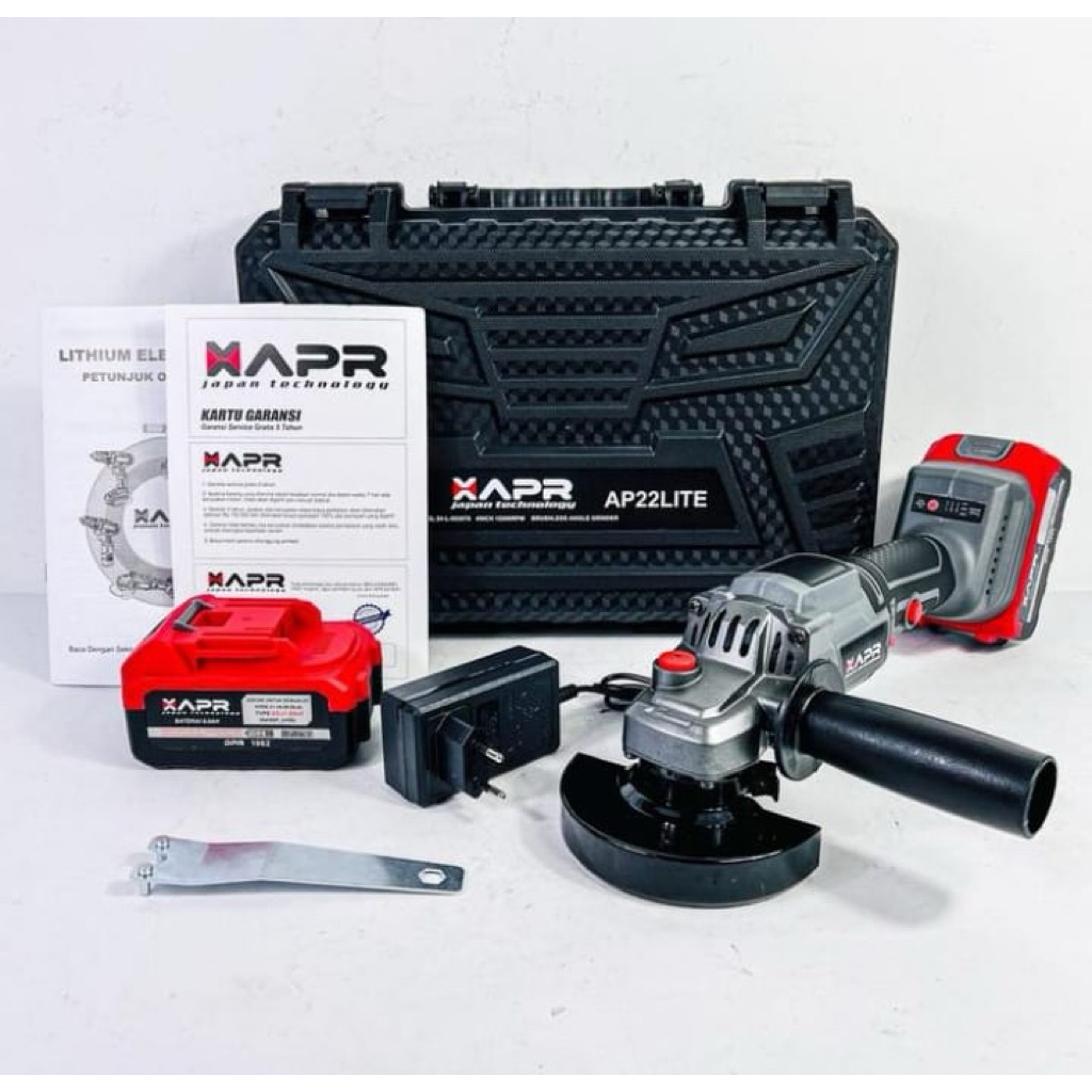 GERINDA BATERAI CORDLESS APR JAPAN AP22 LITE ANGLE GRINDER GURINDA GRINDA TANPA KABEL FULL FITUR + A