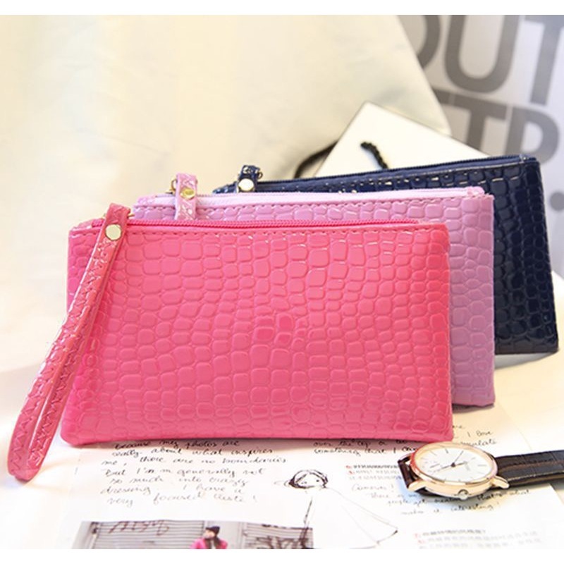 SUPERJAYA Pouch Kulit Croco Panjang / Pouch HP Pouch Kartu Pouch Serbaguna / Pouch Bag Mini Polos / 