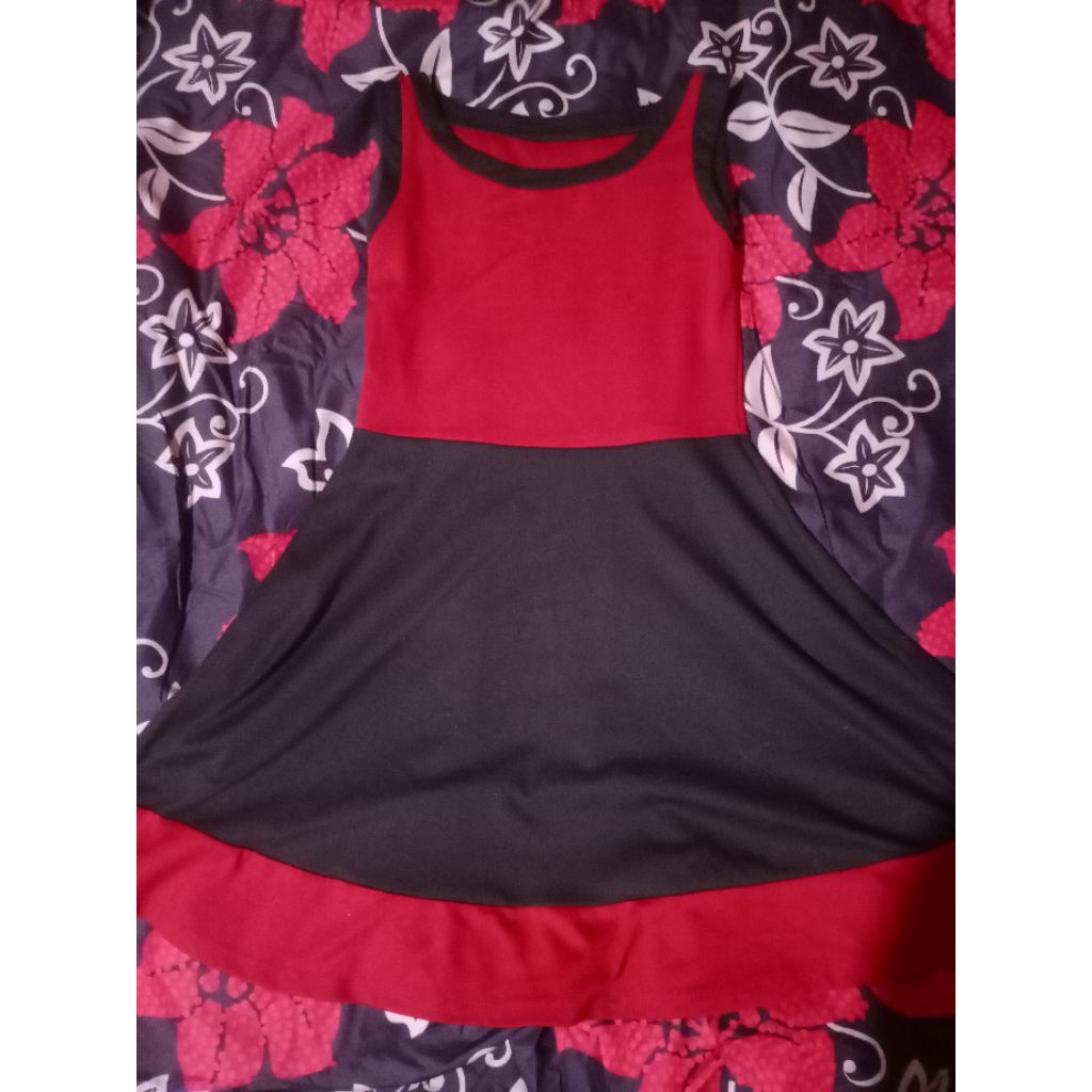 Lolita Minimalist Evening dress Wanita black red - Preloved