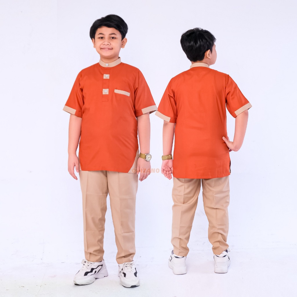 ORIZANO Set Koko ATTAR - Baju Koko Anak Cowok Lengan Pendek Usia 1-14 Tahun Bahan Koko Toyobo