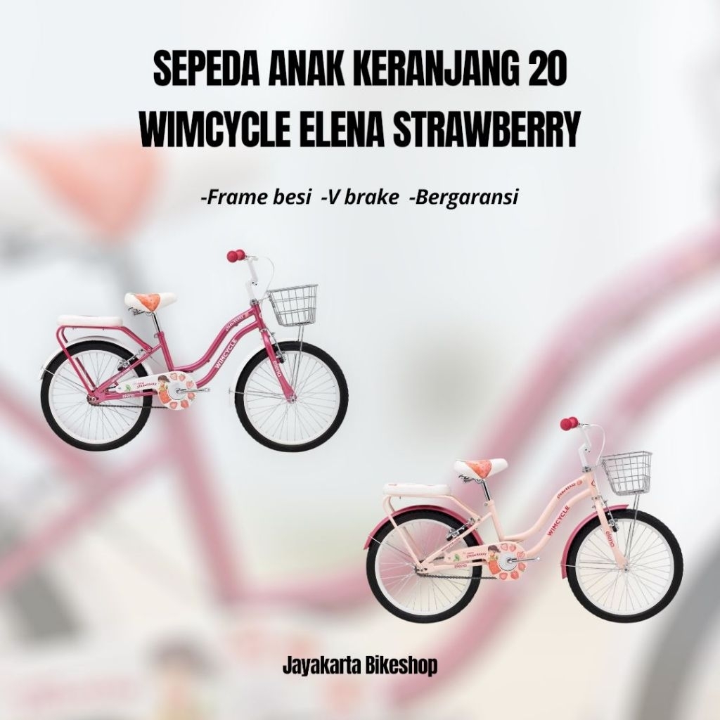SEPEDA ANAK PEREMPUAN CITYBIKE 20 WIMCYCLE ELENA STRAWBERRY | GIRLS BICYCLE WITH BASKET ORIGINAL DAN
