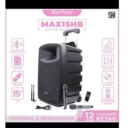baretone audio portable speaker 15inch max 15 HB