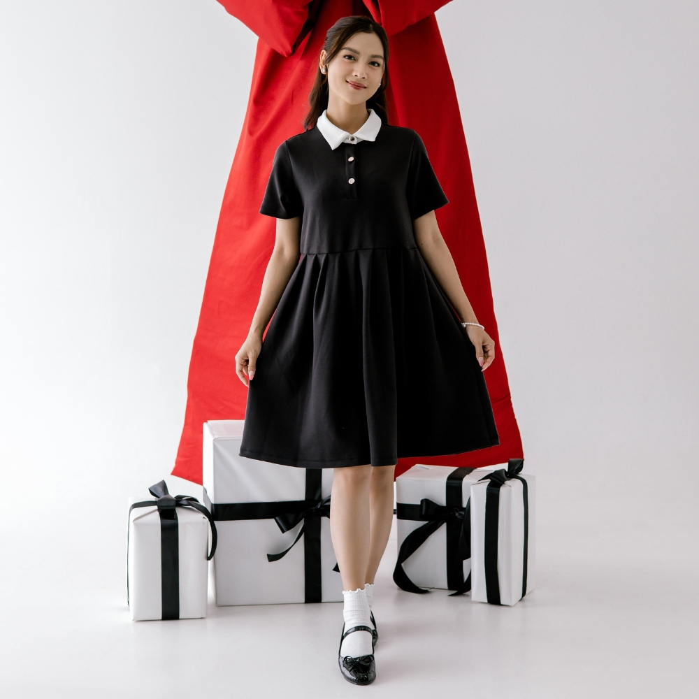 ULTRAVIOLET Aora Collared Knit Dress 381 (2 Warna) - Baju Terusan Wanita Korean Natal Gereja Holiday