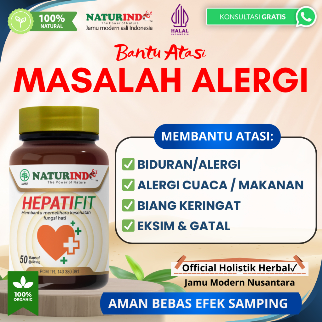 HEPATIFIT Obat Alergi Biduran Hepatitis Kemerahan Kulit Obat Biduran Alergi Dingin Gatal Naturindo