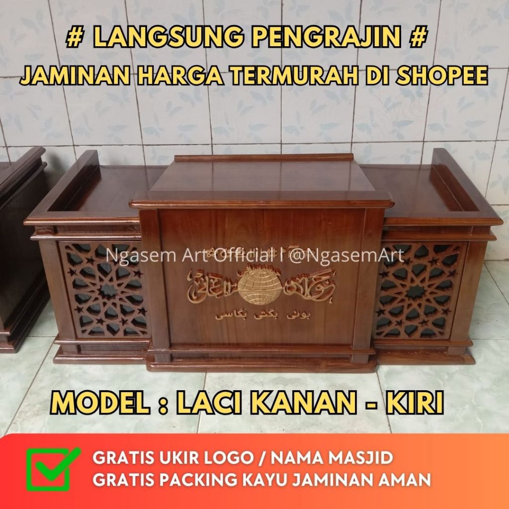 Meja Majelis - Meja Majelis Taklim - Lekar Majelis - Meja Majelis Model Laci Kanan - Kiri