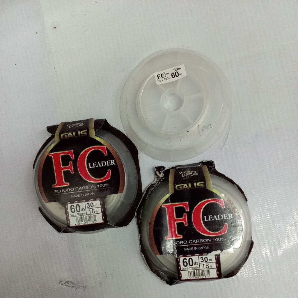 senar shock leader YGK Galis fluorocarbon 100% 60 lb eceran per meter line pancing penuntun casting 