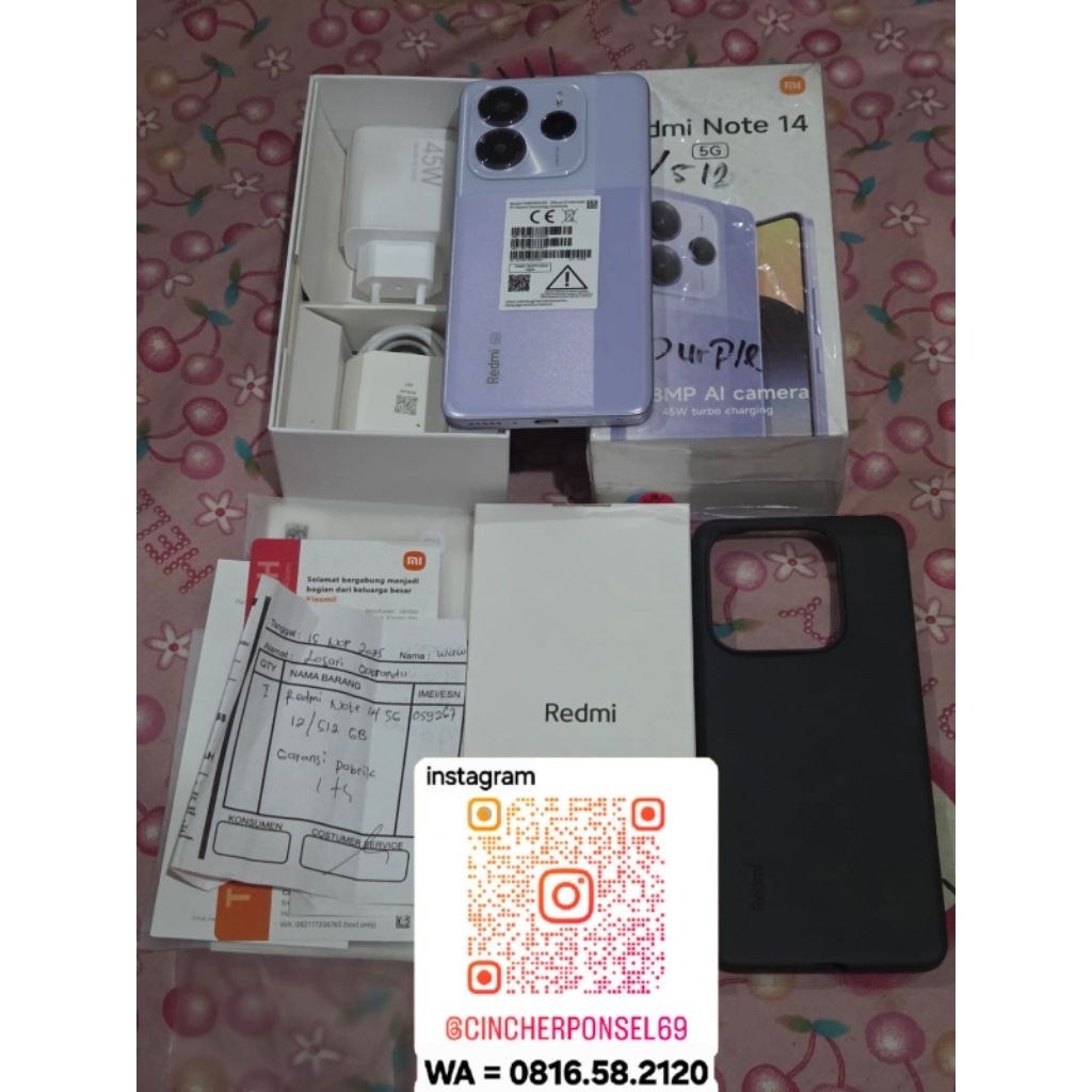 Jual hp bekas REDMI NOTE 14 5G 12/512 likenew sebulan pakai BH 100% istimewa