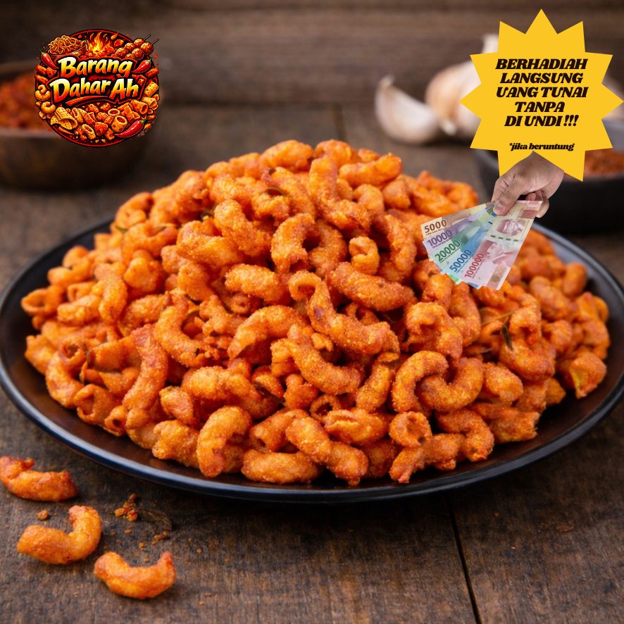 Barang Dahar Ah - Makaroni Kriuk Krispi Pedas Gurih Spesial 250Gr, 500Gr, 1000Gr Berhadiah Uang Tuna