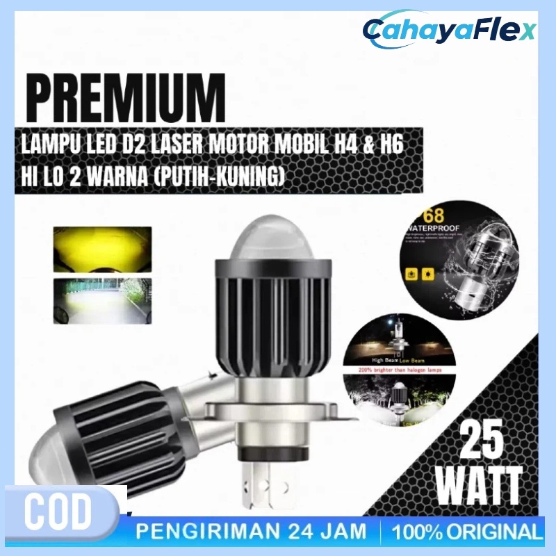 Lampu Depan Led H4 Laser 2 Warna Promo Lampu Led Laser H4 H6 LASER Waterproof Putih Kuning