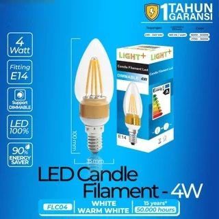 Bohlam LED Filament Candle E14 4W Dimmable Lampu Hias Gantung Klasik Estetik