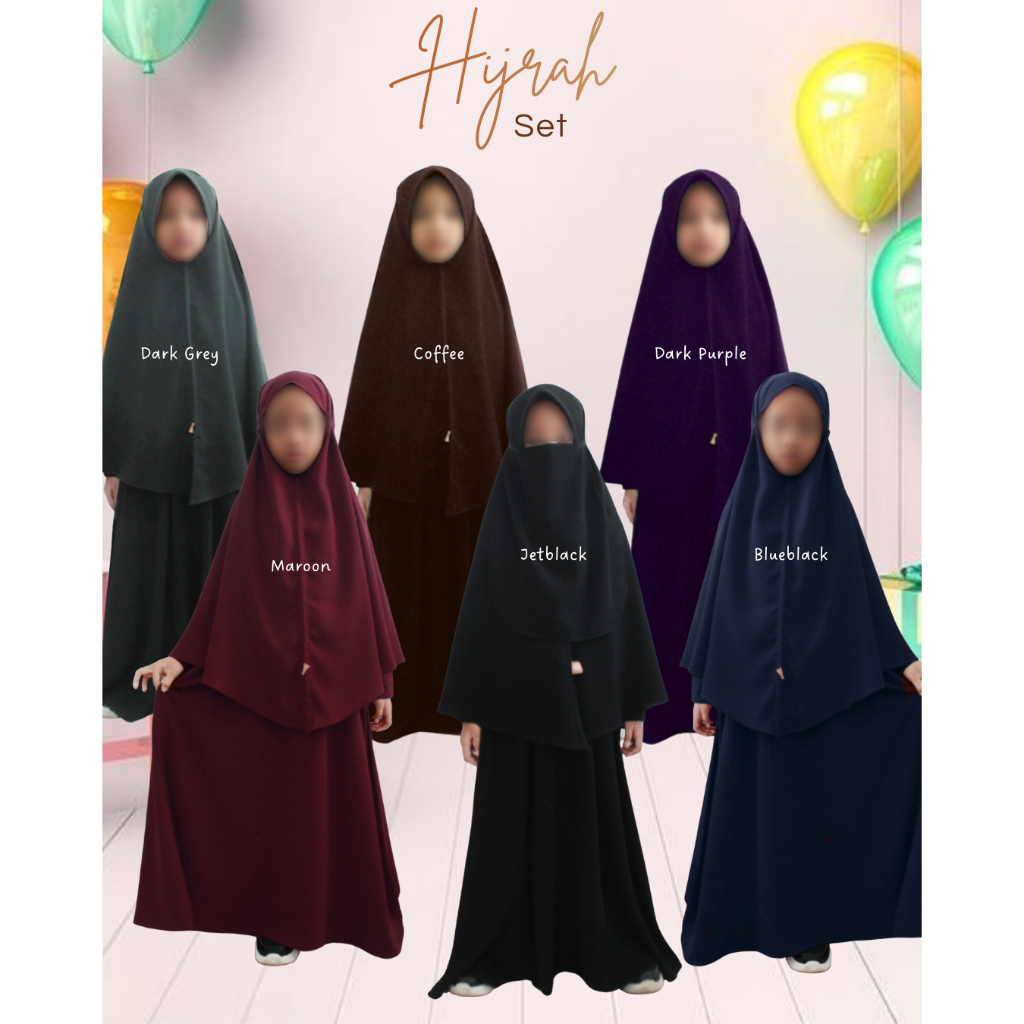 AISHARANA || PO || HIJRAH SET ANAK (Set Gamis+Khimar+Cadar) (Fortaleza)