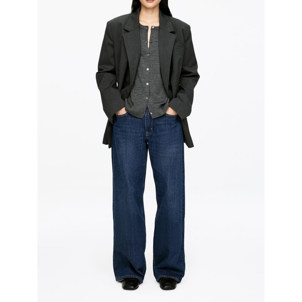 arket curve wide denim pant - dark blue denim