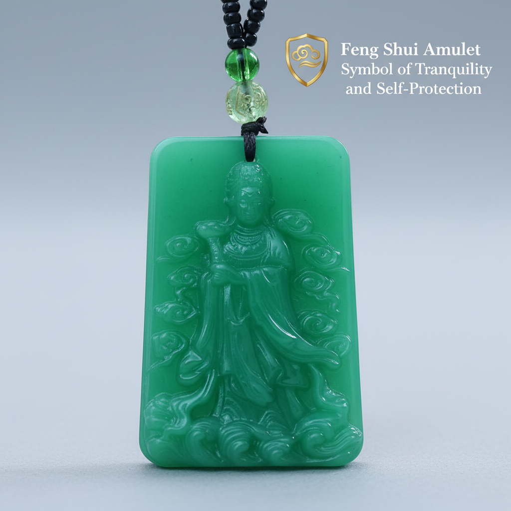 Pendant Kalung Guanyin (Dewi Welas Asih) - Liontin Model Giok untuk Ketenangan & Gaya Zen