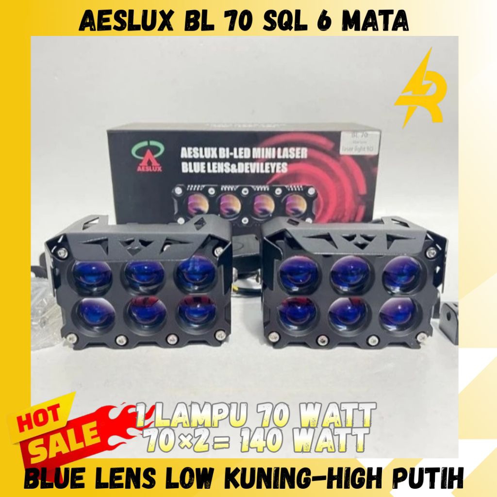 SQL 6 MATA AESLUX BL 70 | LAMPU SOROT MINI LASER GUN SQL 6 MATA AESLUX BL 70 BLUE LENS 70 W X 2 140 