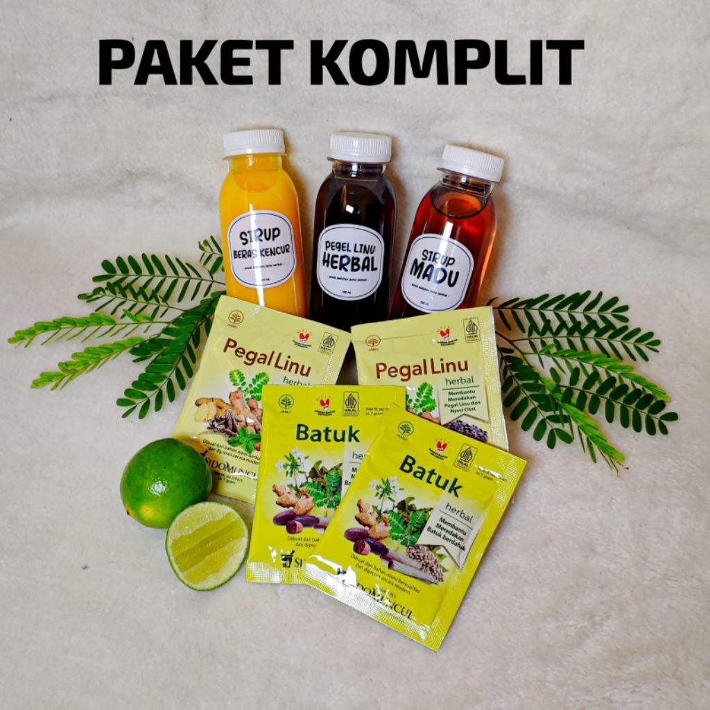 jamu batuk, jamu pegal linu sidomuncul paket kompilt, madu, beras kencur, jeruknipis
