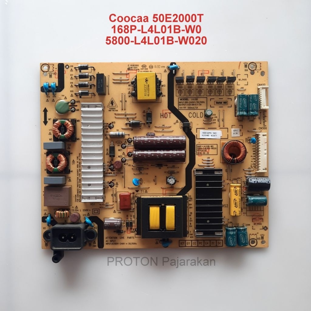 PSU LED Smart TV Coocaa 50E2000T Mesin Power Supply L4801B 168P-L4L01B-W0 5800-L4L01B-W020 E168066 R