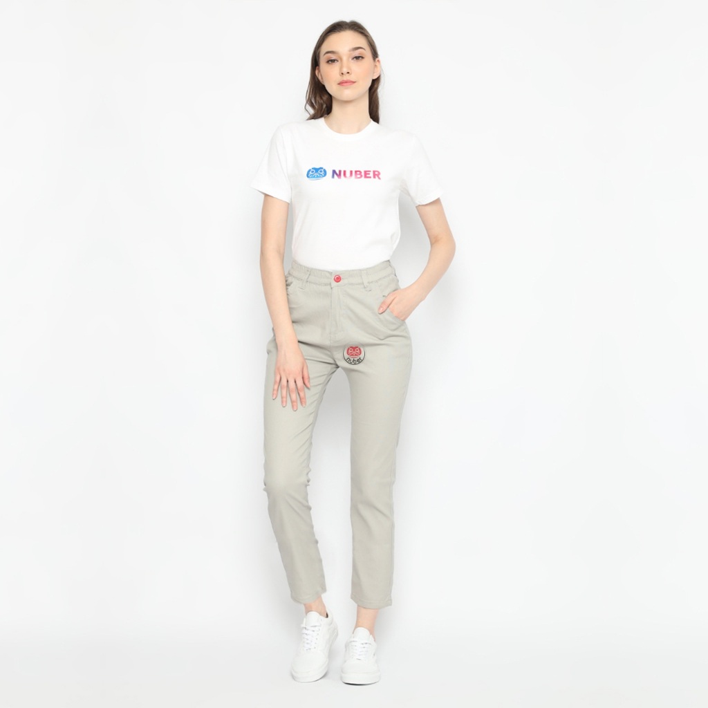 High Waist Chinos Celana Panjang Wanita Katun Premium Hitam Sand Putih C24