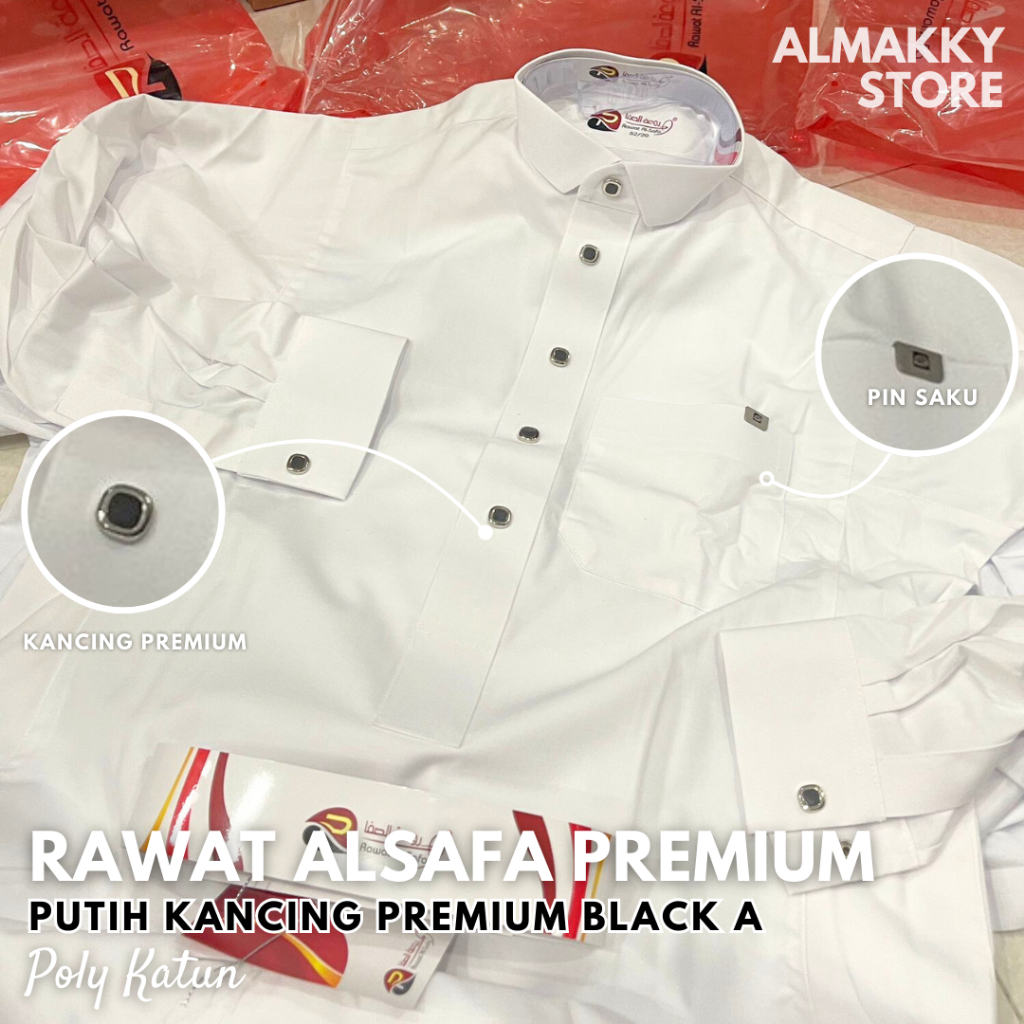 JUBAH RAWAT ALSAFA KANCING PREMIUM POLYESTER KATUN NON BOX - Gamis Pria Kombinasi Premium Al Safa