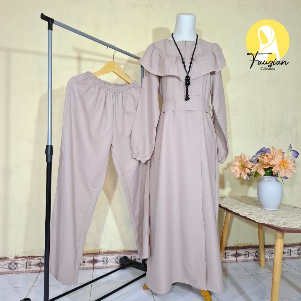 Set Long Dress Style Korea/ Set Long Tunik Mutiara/ Set Long  Tunik Leopard Rantai/ Set  Long Dress 