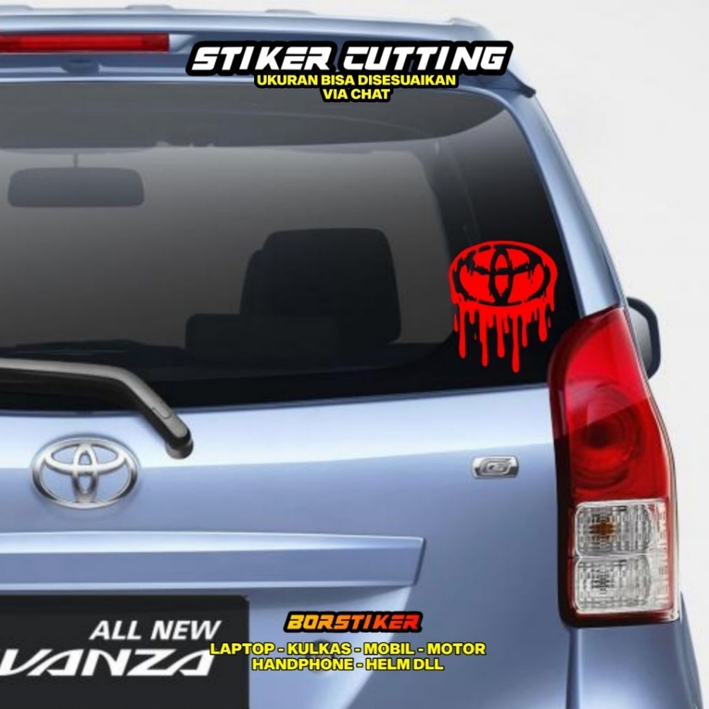 STIKER KACA BELAKANG MOBIL LOGO TOYOTA STICKER CUTTING TRANSPARAN