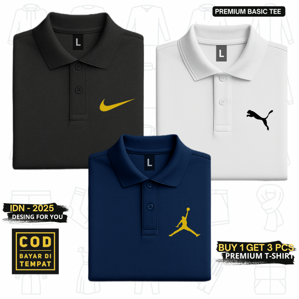 Kaos Polo Pria Kerah Polos Lengan Pendek Bahan Lacoste Premium Distro - Baju Kaos Kerah Dewasa