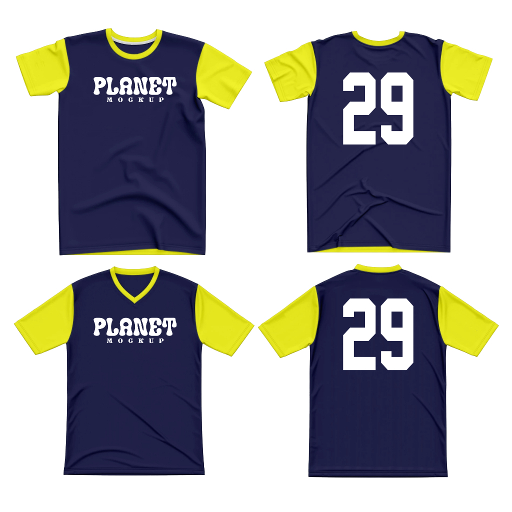 Mockup Jersey Regular V dan O neck - Coreldraw