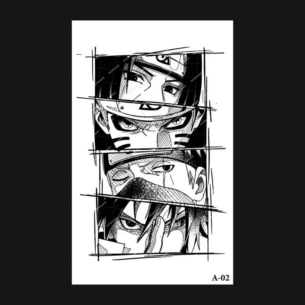 TATOMANIASTORE-Stiker tato temporer semi permanen anti air motif Animasi A-02 Naruto