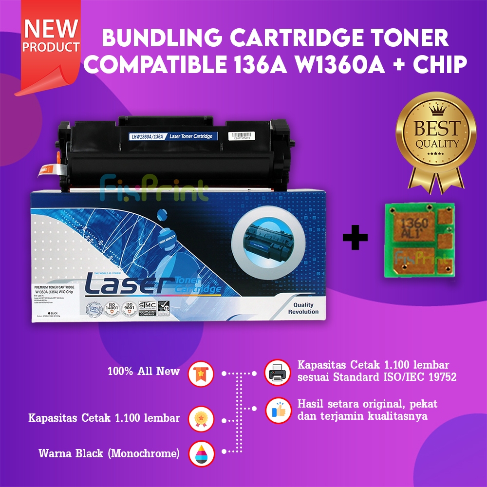 Cartridge Toner Xantri W1360A 136A Cartridge Toner 136A Printer C LaserJet M234dwe M234dw M234dwe