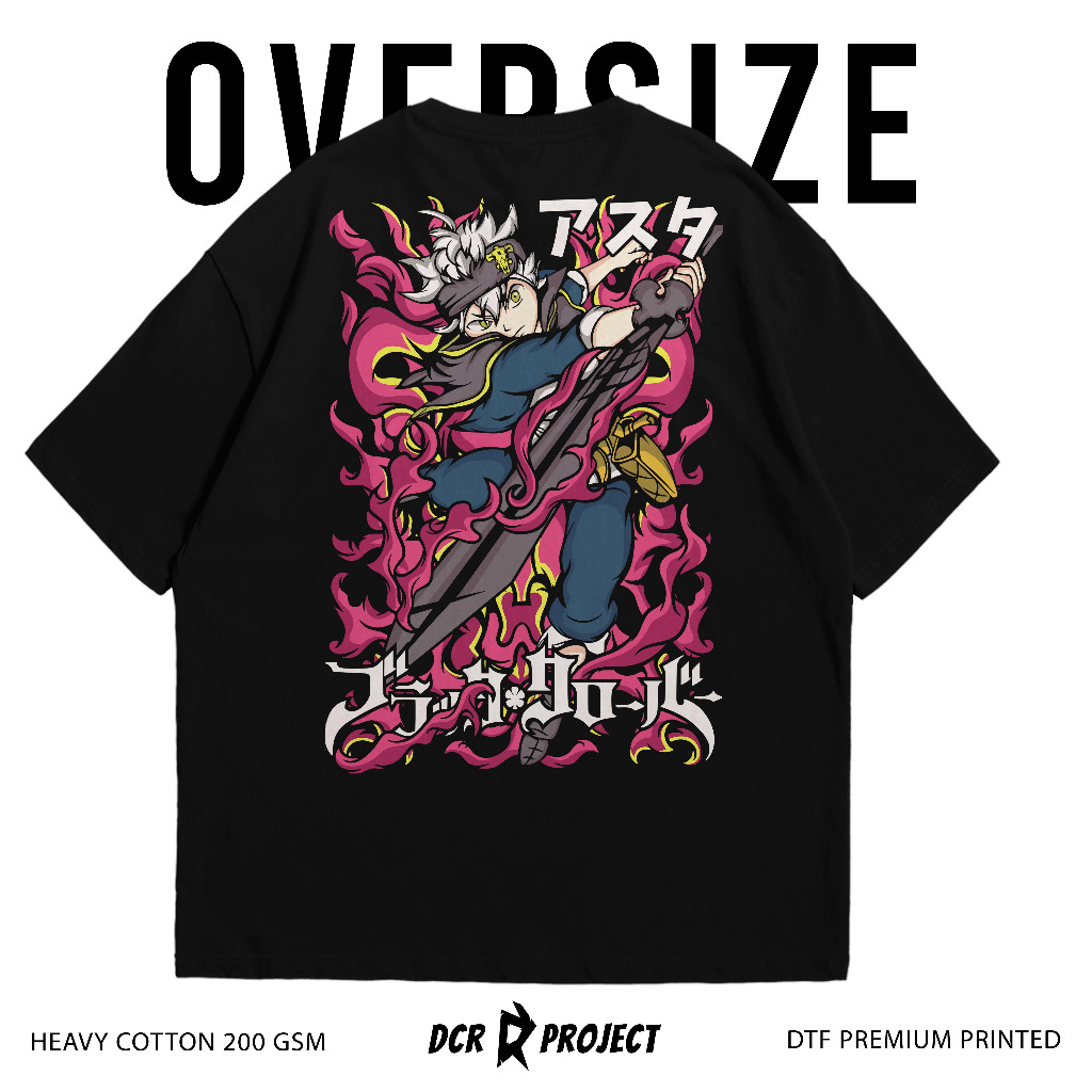 DCRProject kaos oversize heavy cotton 200 gsm asta black clover  - Hitam