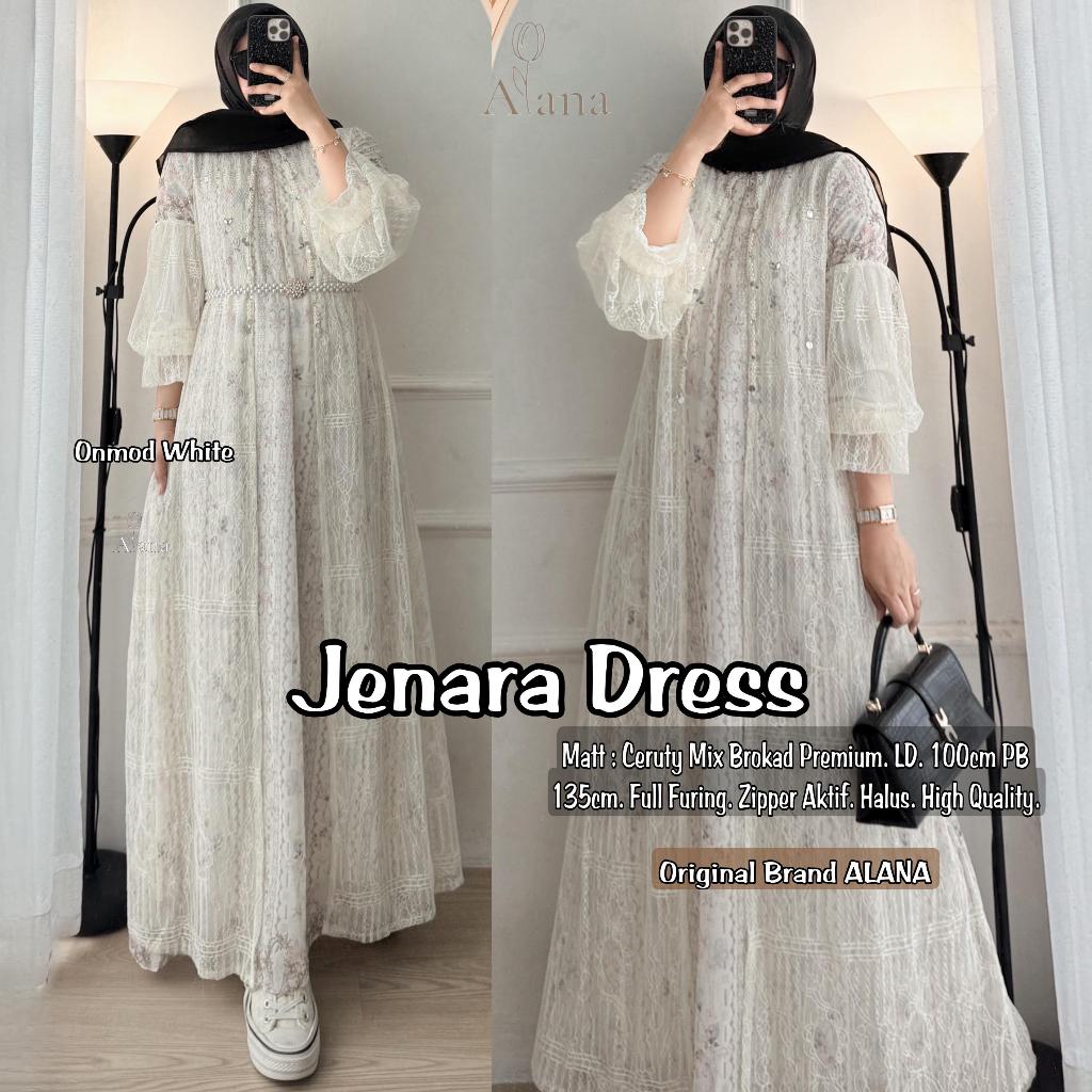 Jenara Dress Gamis Brokat Gamis Wanita Ceruty Mix Brokat Premium Full Furing