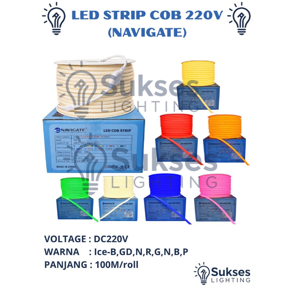 Lampu STRIP COB 220V LAMPU SELANG COB LED STRIP 10W/M 100M