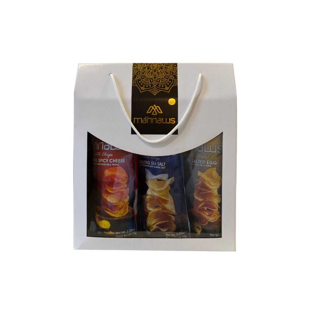 Mannaws Potato Chips Keripik Kentang Premium Crispy - Paket Hampers Personal 4