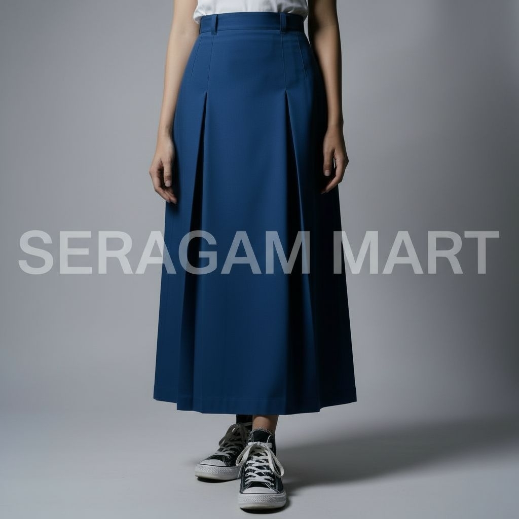 Rok Span 2 Biru SMP Bahan Licin Premium Quality