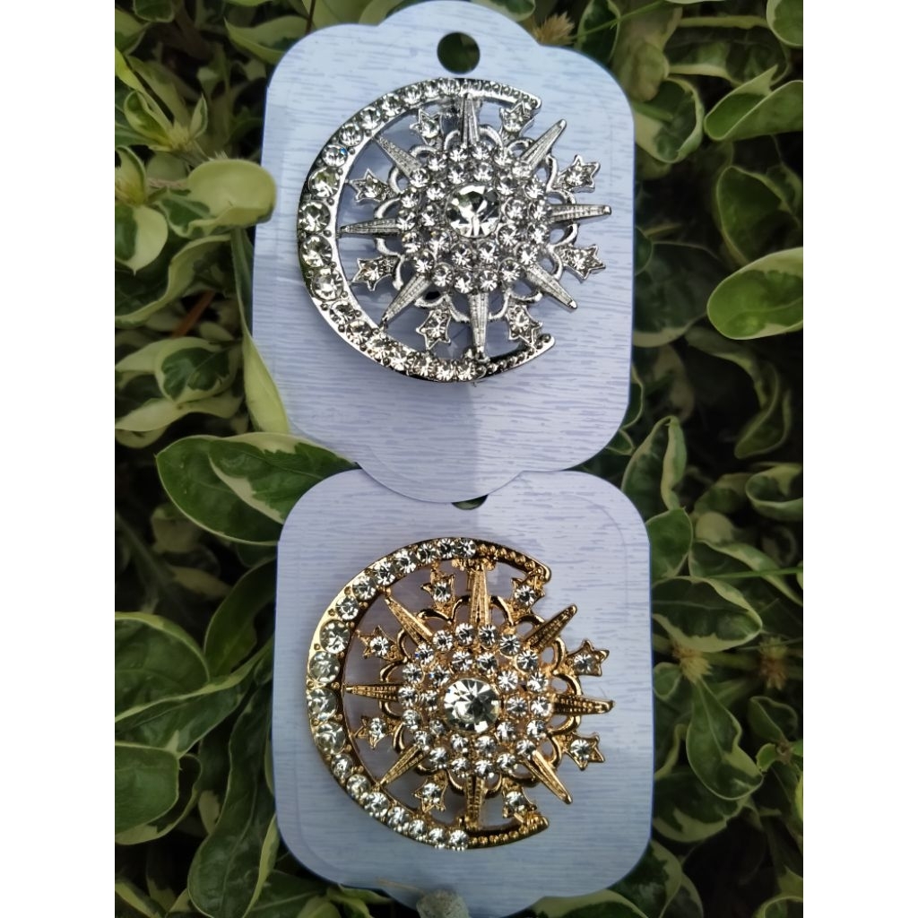 Bros Dada Hijab Muslim Melayu/Bros Bulan Bintang Tanjak Bulan Sabit/Bros Hijabers Aksesoris Kerudung