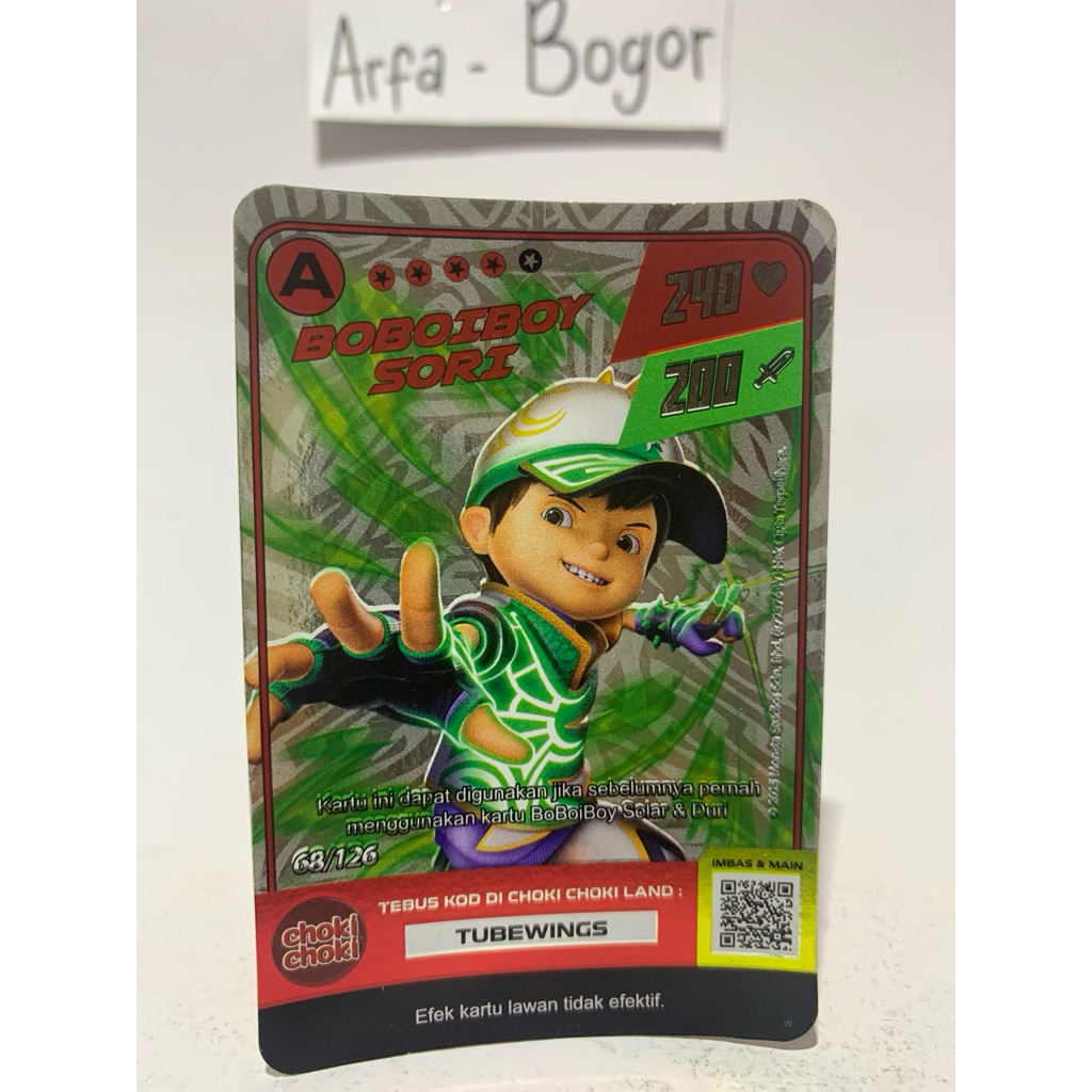 KARTU BOBOIBOY SORI CHOKI CHOKI