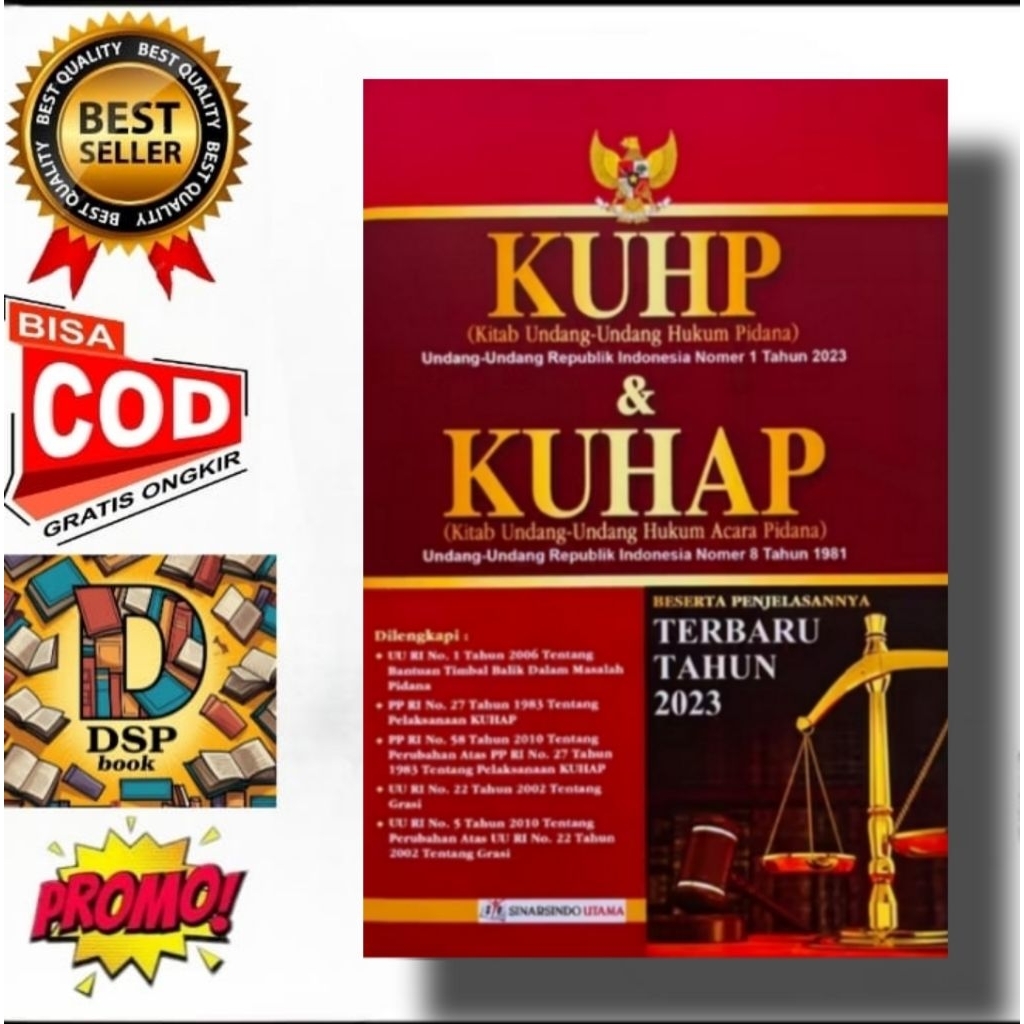 BUKU KUHP DAN KUHAP  KUHP 2023 KITAB UNDANG UNDANG HUKUM PIDANA KUHAP KITAB UNDANG UNDANG HUKUM ACAR