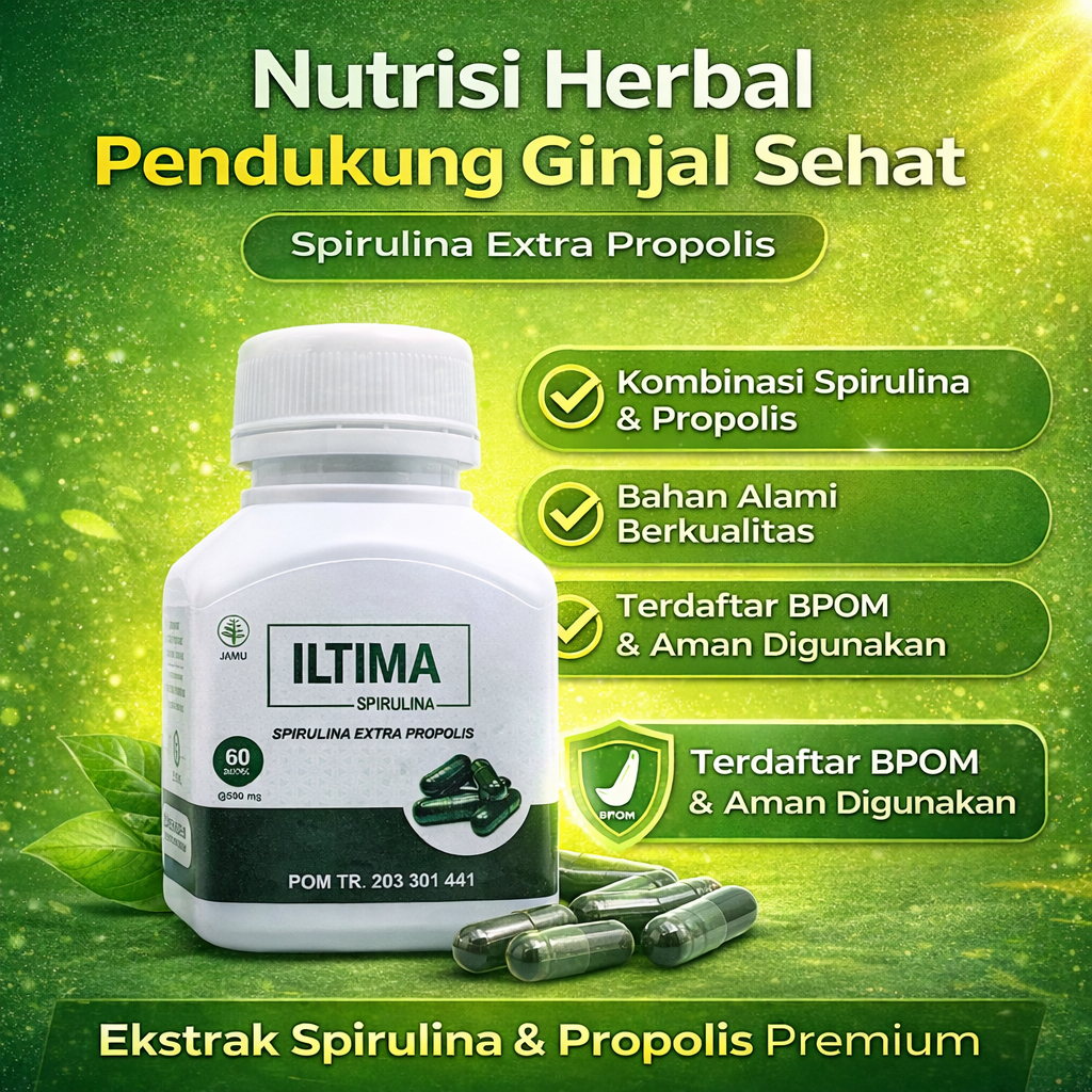 ILTIMA Ekstrak SPIRULINA & PROPOLIS Terapi Kesehatan Ginjal Bantu Mencegah & Mengobati Batu Ginjal