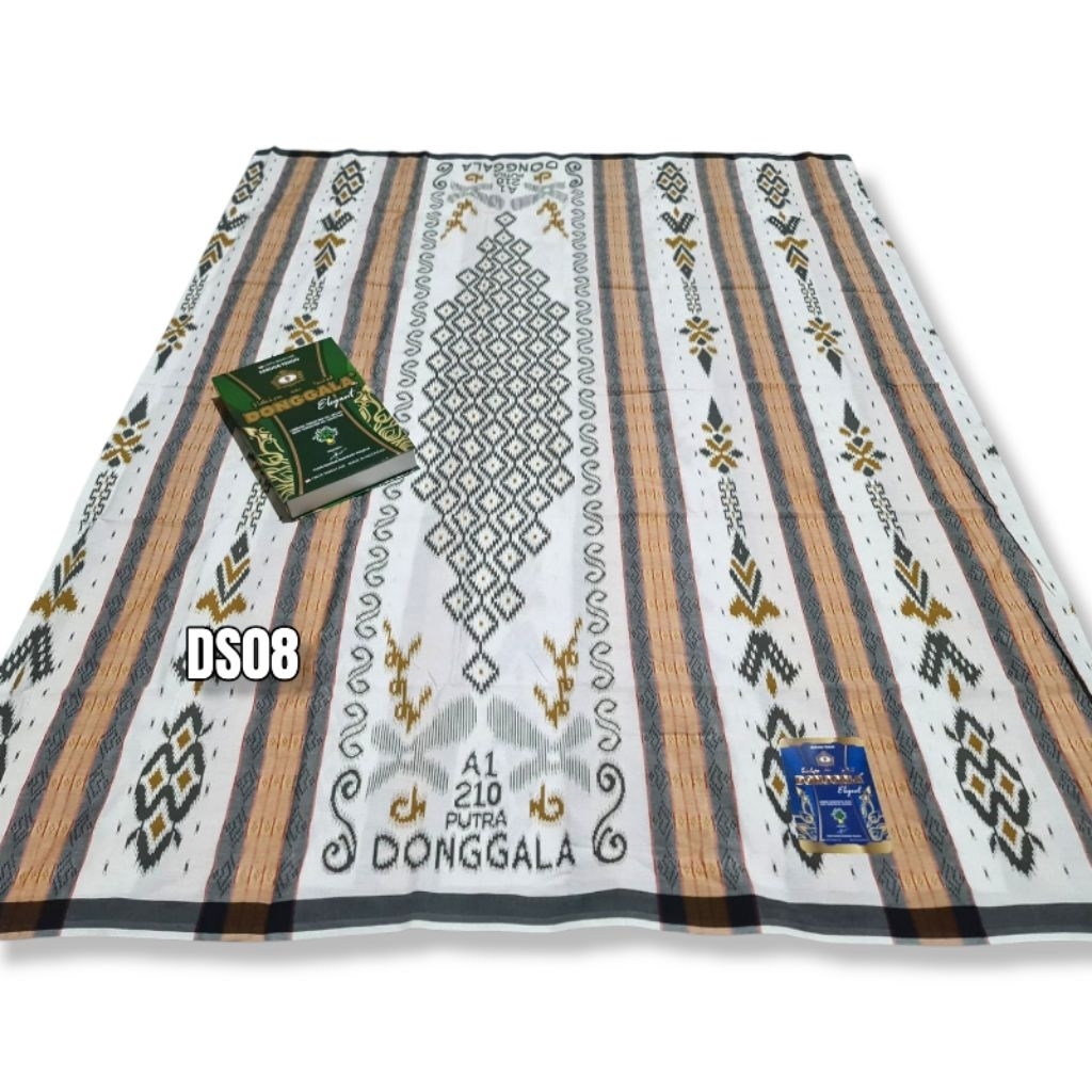 Sarung putra donggala seroja songket putih/kuning kunyit/pink/hitam/oren/coklat