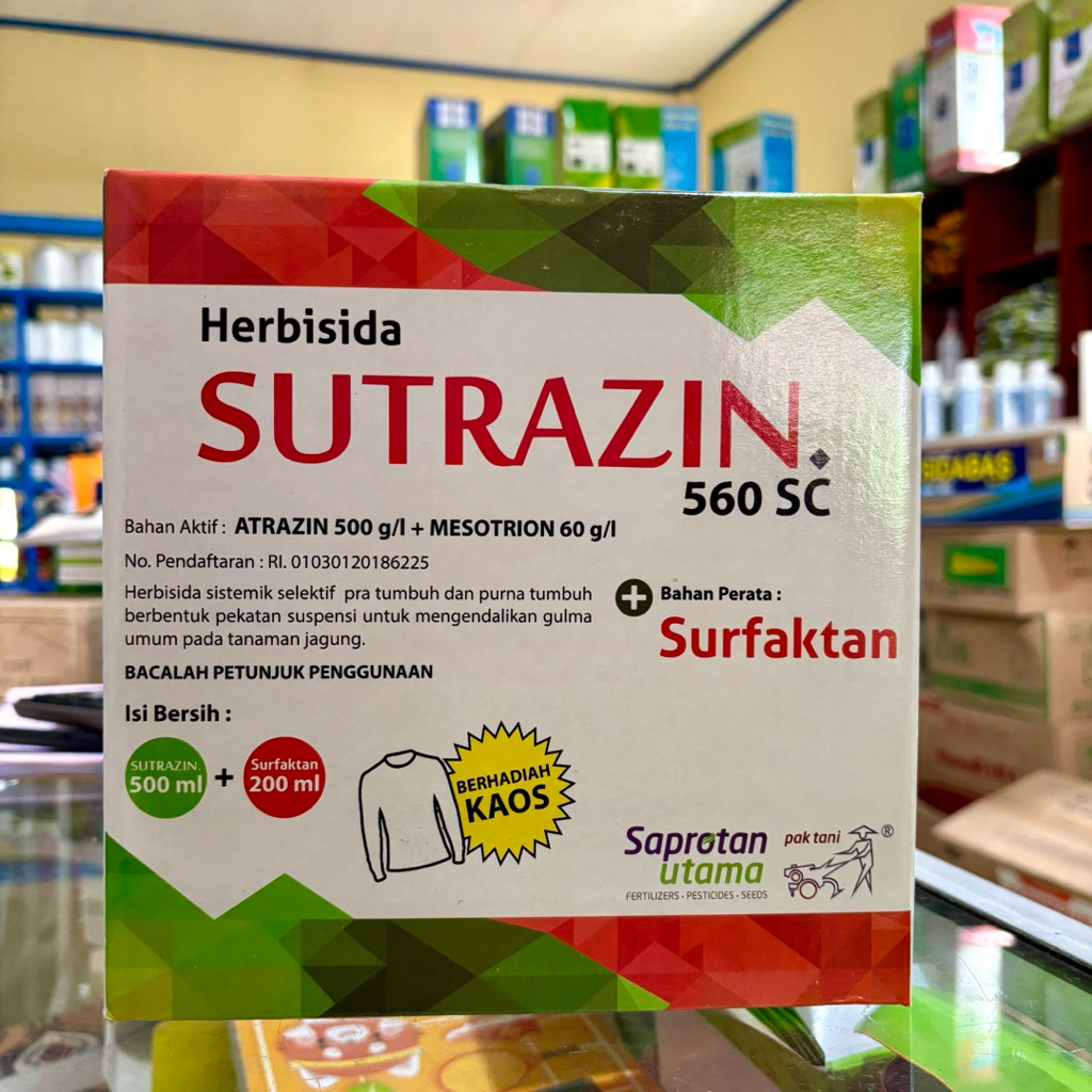 Herbisida SUTRAZIN 560SC Kemasan 500ml + Bonus Kaos  || Herbisida Selektif Jagung Sutrazin