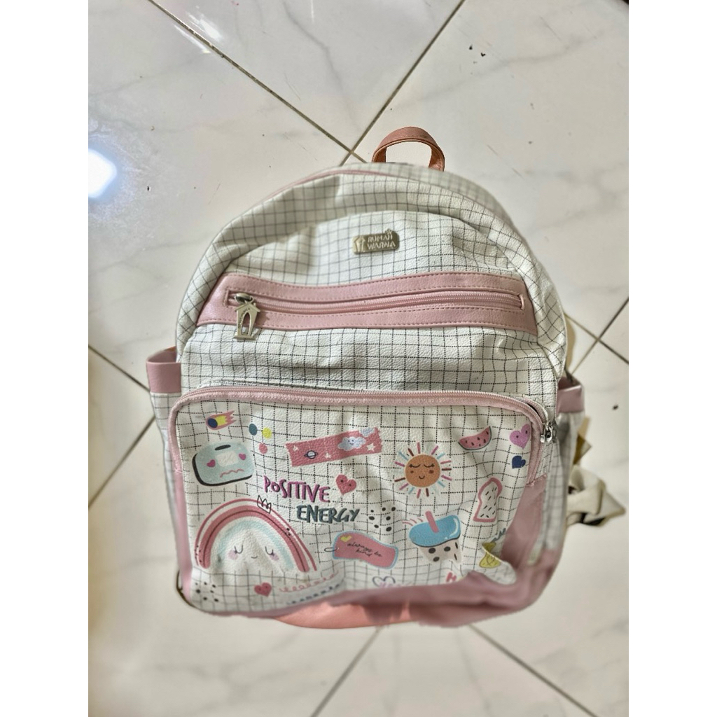 (PRELOVED) Tas Ransel Anak/Wanita Rumah Warna Tahan Air, Desain Lucu dan Elegan