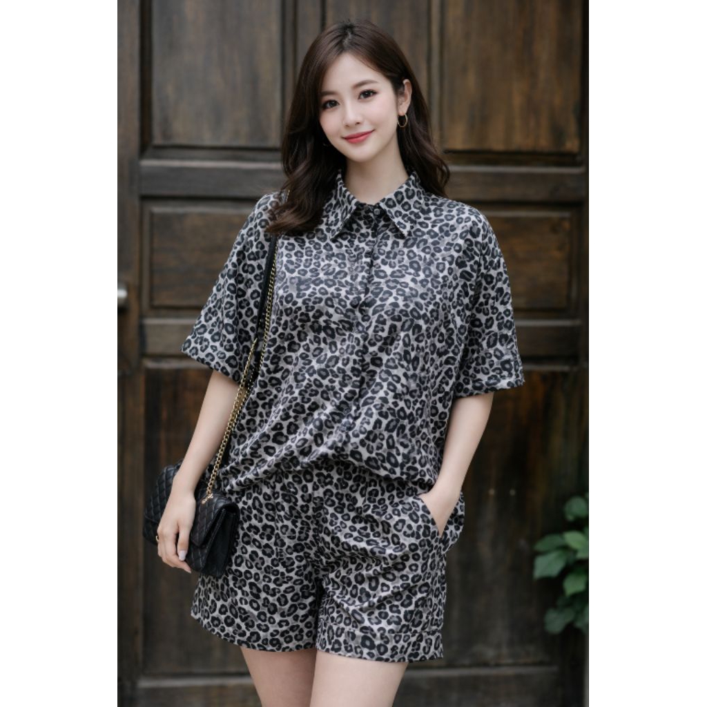 setelan wanita leopard