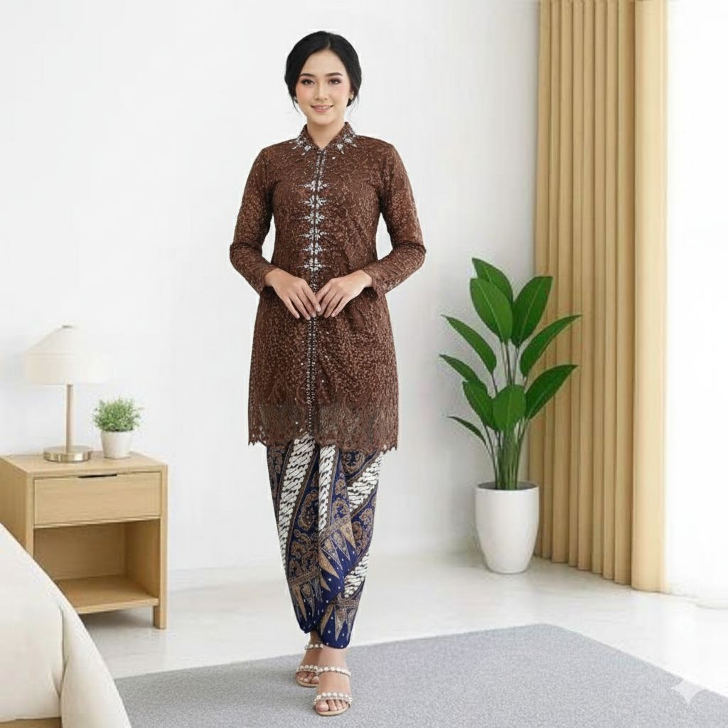 {Toko.Sky} Setelan Kebaya Kurung/Setelan Tunik Alana+Rok Lilit Batik/Kebaya Kurung Wanita Modern