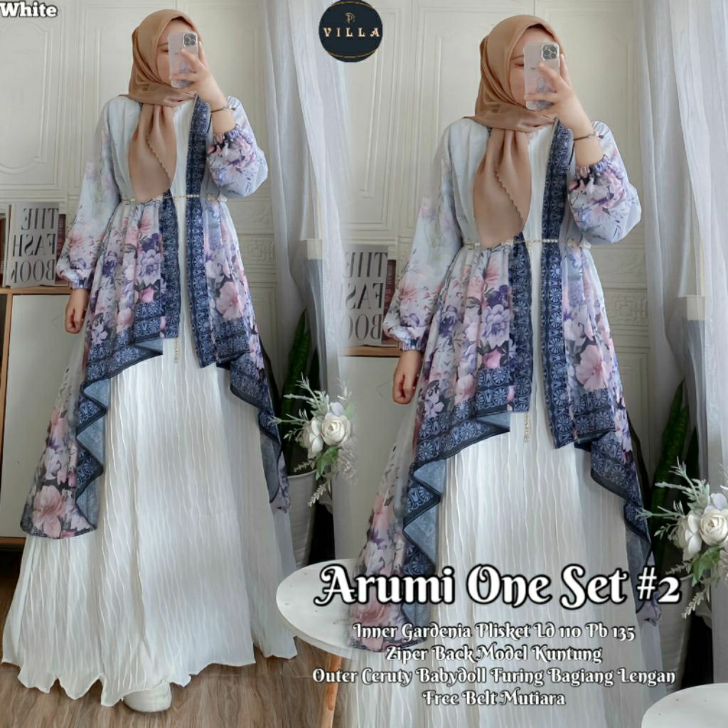 ARUMI ONE SET #2 ORI VILLA/ ONE SET GAMIS OUTER CANTIK WANITA /GAMIS LEBARAN 2026