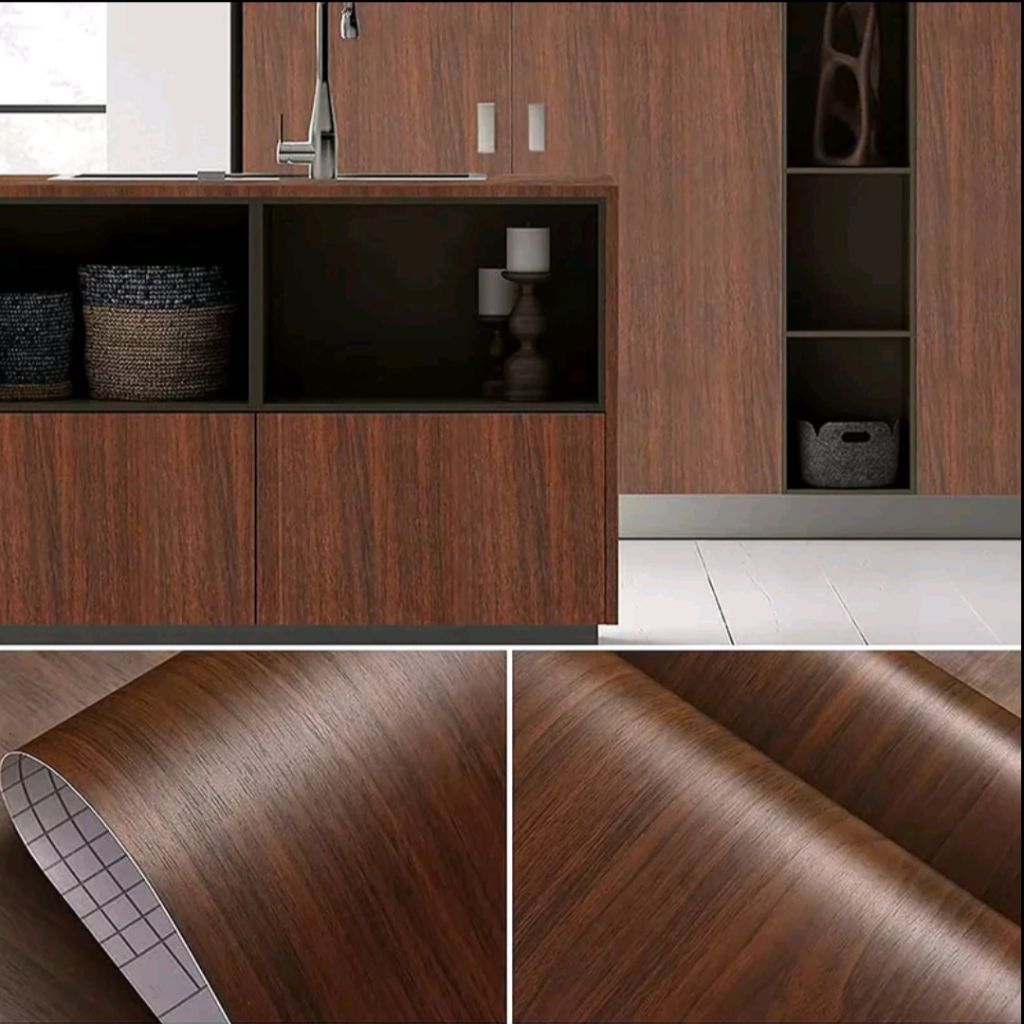 Termurah Wallpaper Stiker Dinding Motif kayu coklat bertekstur Serat Kayu