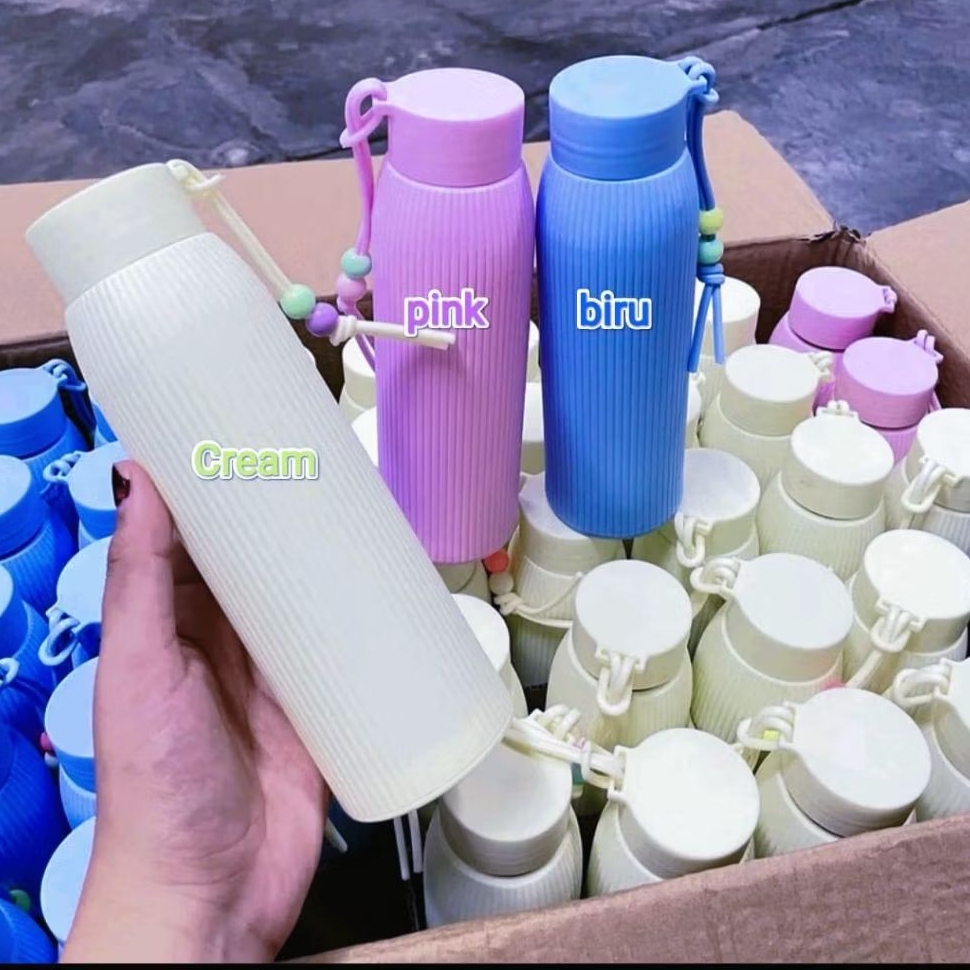 Botol minum Tumbler termos botol kaca lapis plastik warna aesthetic Tumblr Botol Minum Pastel Kekini